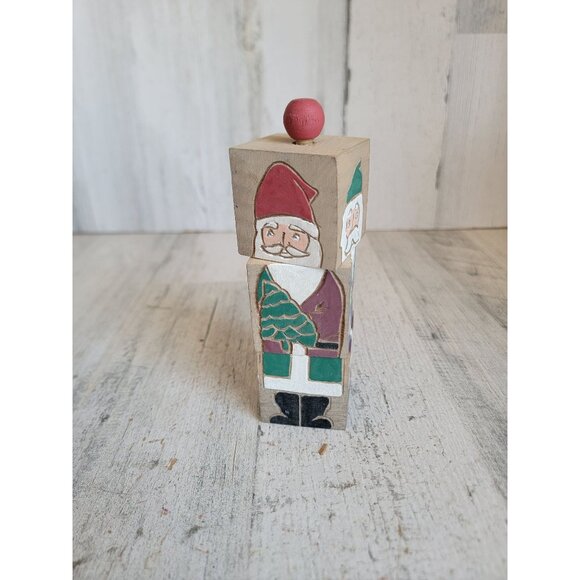 Vintage changing Santa block wooden home decor unique Xmas figure - Picture 5 of 8
